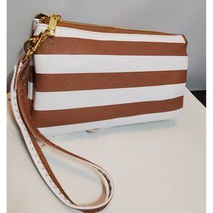 NWT, Brown Striped Wristlet
